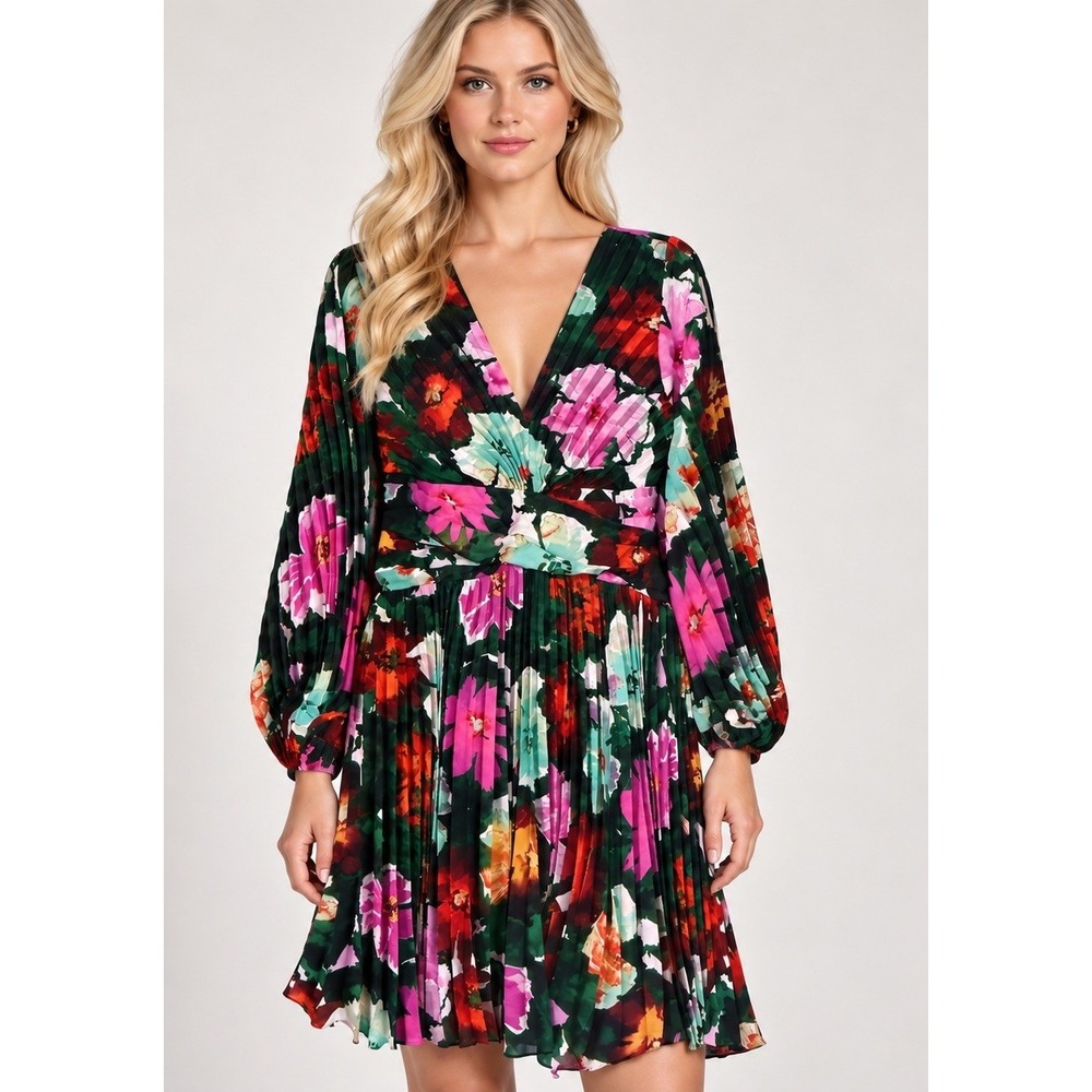 Maeve by Anthlopologie Shara Pleated Midi Dress Whimsy Fairy Floral Plus 20W